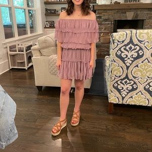 Lavender off the shoulder two piece set. Brand: Glam Size: Small